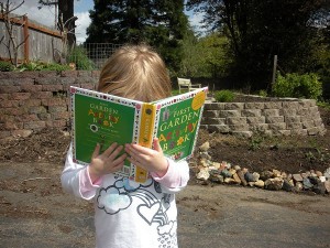 ellie reading a garden book