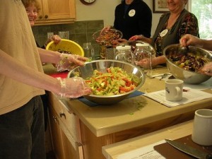 working with the vegetables